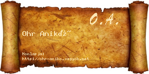 Ohr Anikó névjegykártya